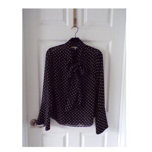 Rachel Roy Polka Dot Black & White Long Sleeve Top Size Medium